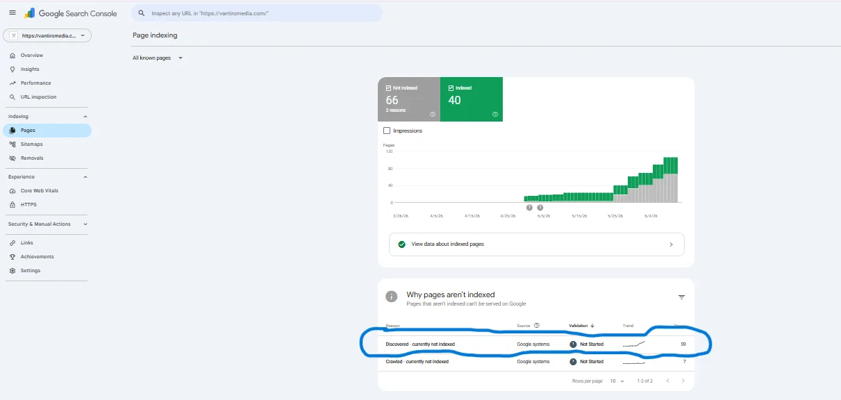 Screenshot Placeholder: Google Search Console Page Indexing report showing “Excluded by noindex tag”
