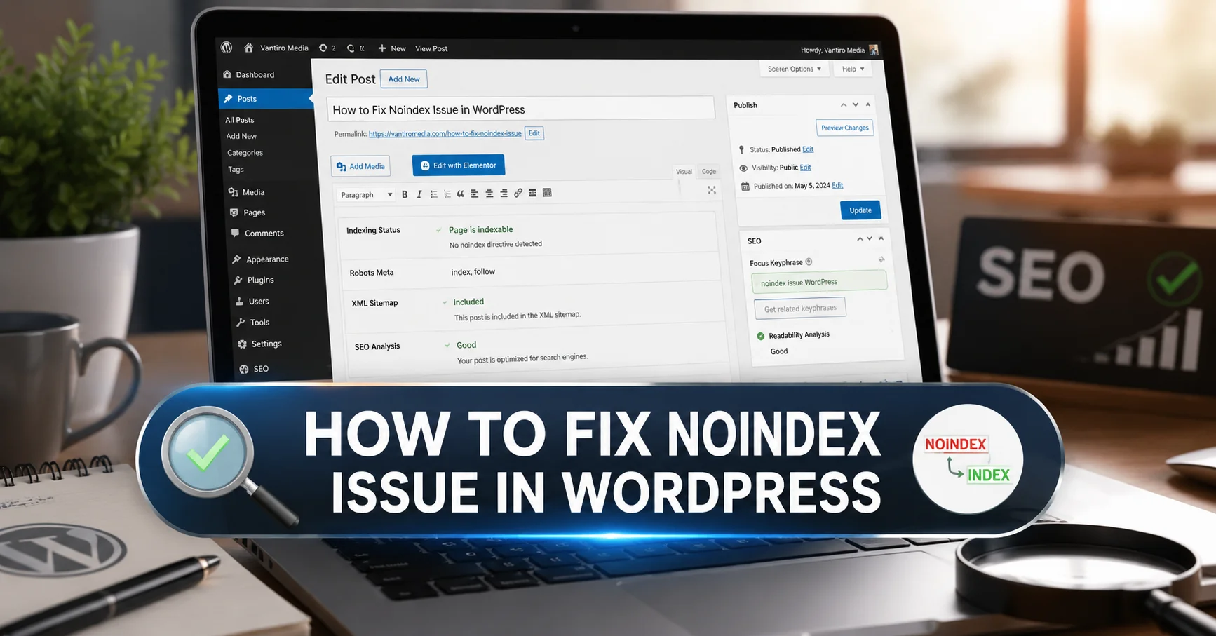 how to fix noindex issue in WordPress