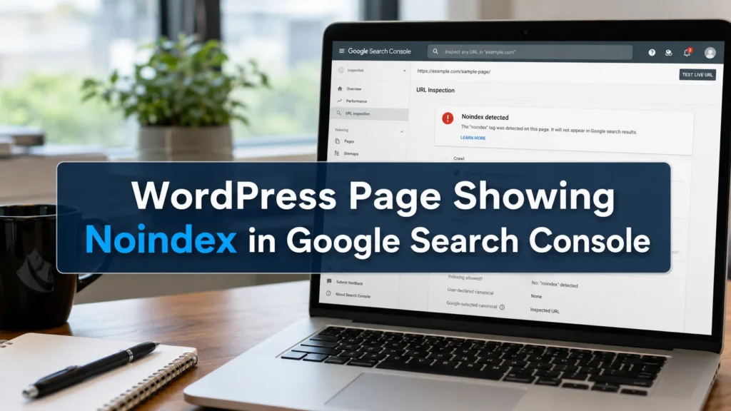 WordPress page showing noindex in Google Search Console