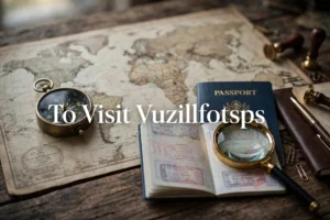 To Visit Vuzillfotsps verification guide showing old world map, compass and passport with magnifying glass